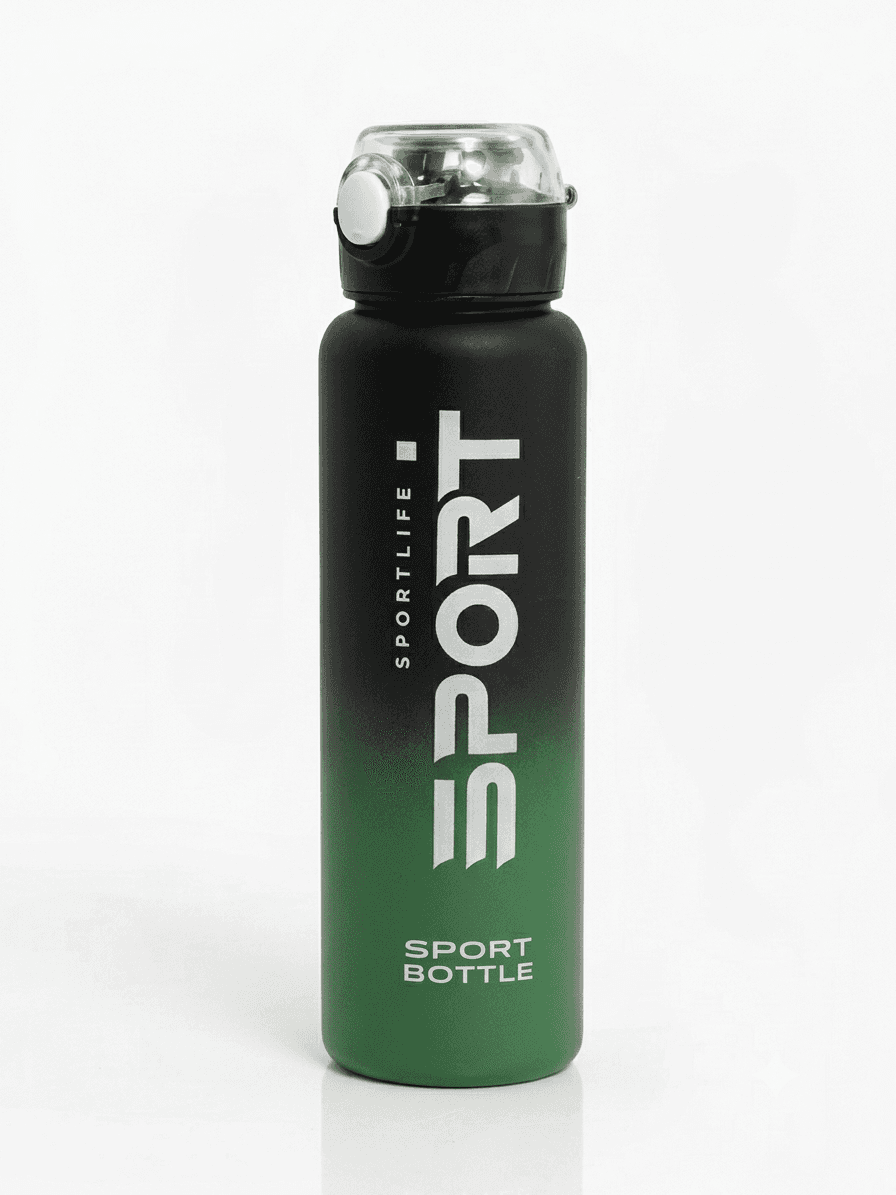 Sportlife Sports Water Bottle with Soft Silicone Straw, Leak Proof Flip Lid, Secure Lock, BPA Free Reusable Bottle - Green (Photo 1)