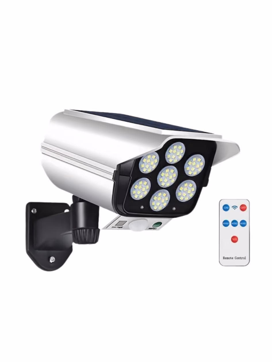 Motion Sensor Security CCTV Camera Shaped Light Home,Outdoor Garden with Remote Control Shaped Supper Bright Led Light with Modes and with Solar Power Panel (Photo 1)